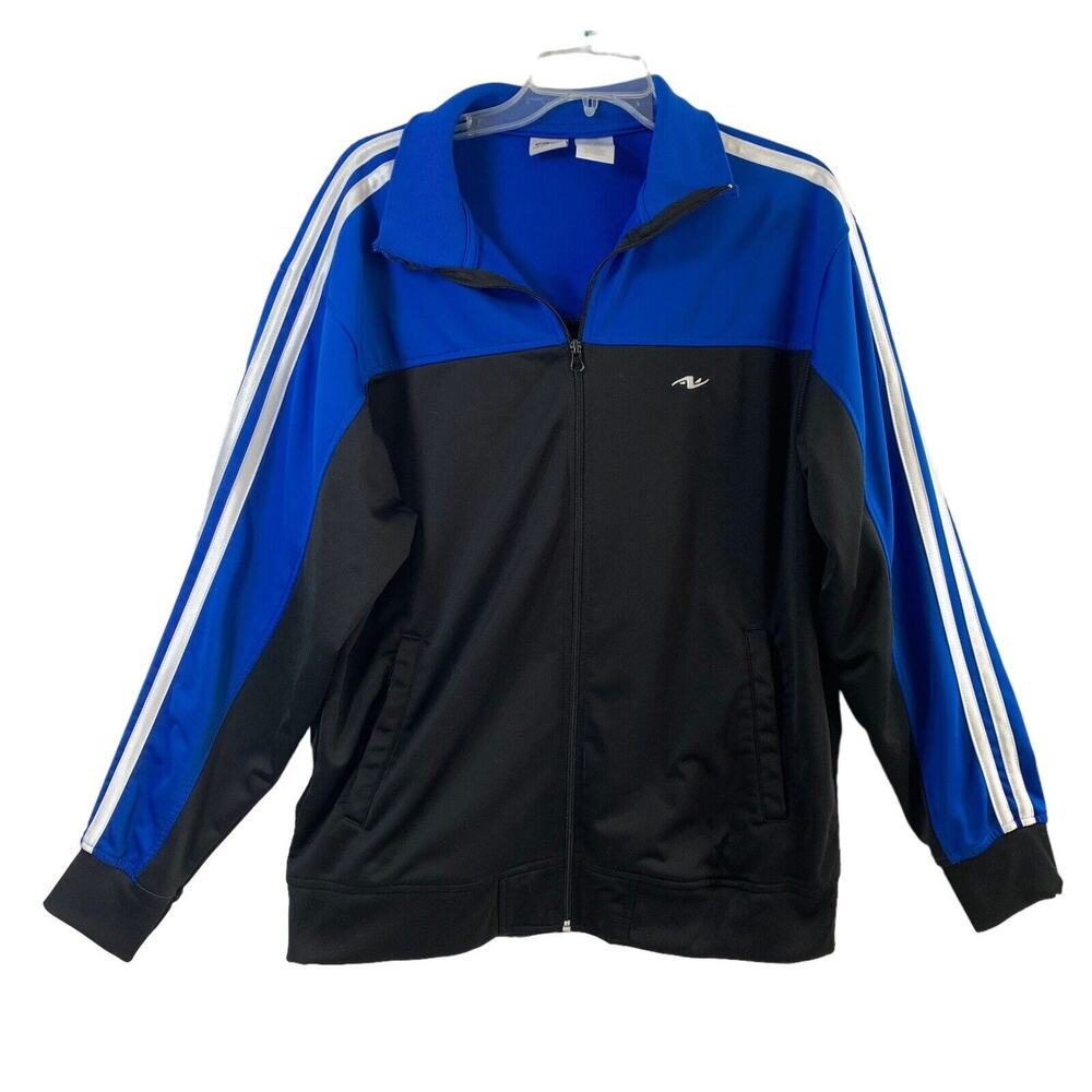 Athletic Works Jacket Mens Medium (38-40) Black Blue Full‎ Zip Knit